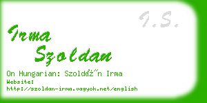 irma szoldan business card